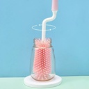 فرشة تنظيف الزجاجات وببرونة الاطفال دوارة من السيليكون