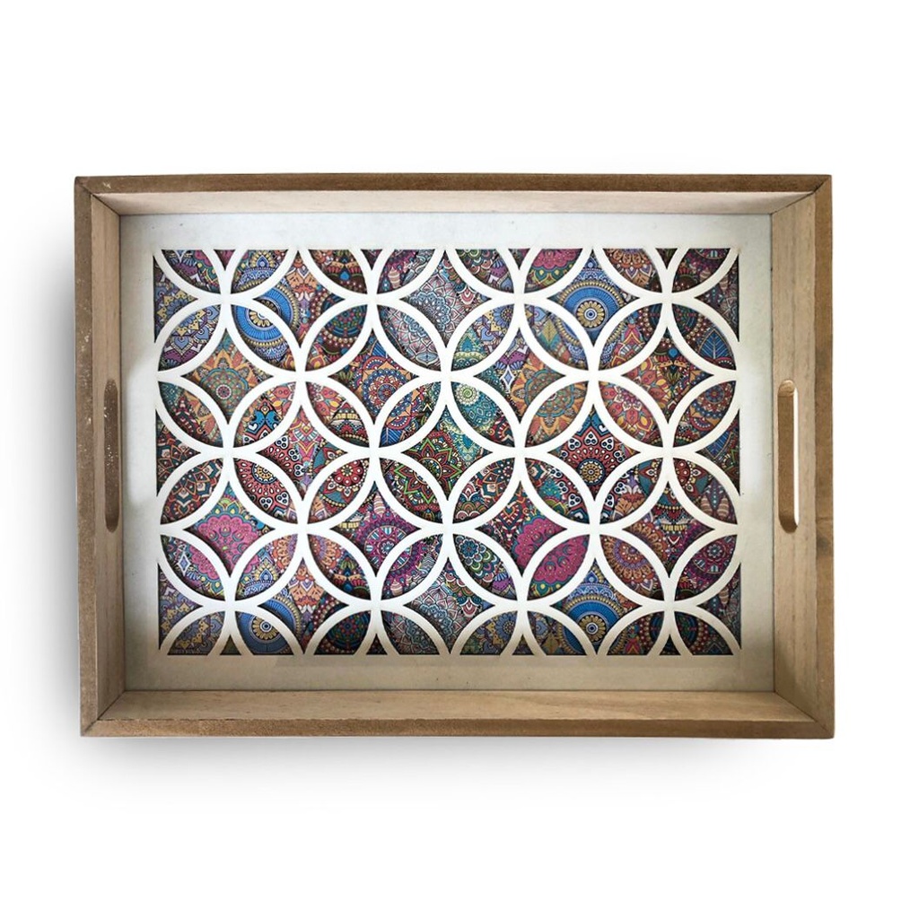 طقم صواني خشب أنيق ٢ قطعة بيد لتقديم الشاي والقهوة