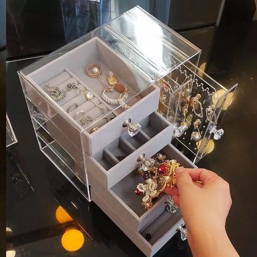 منظم اكسسوارات ومجوهرات 6 درج اكليريك للخواتم والسلاسل والحلقان