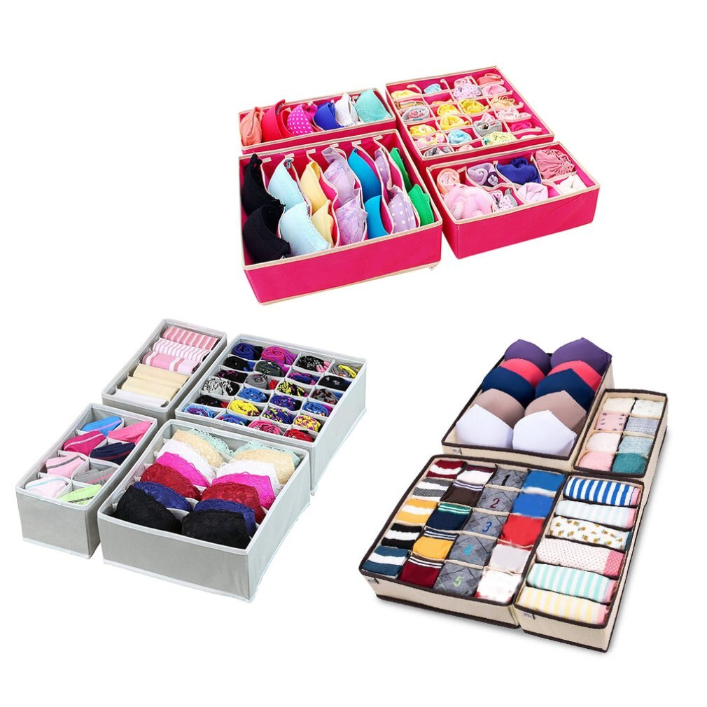 منظم ادراج للملابس الداخلية والجوارب وربطات العنق قماش 4 قطع