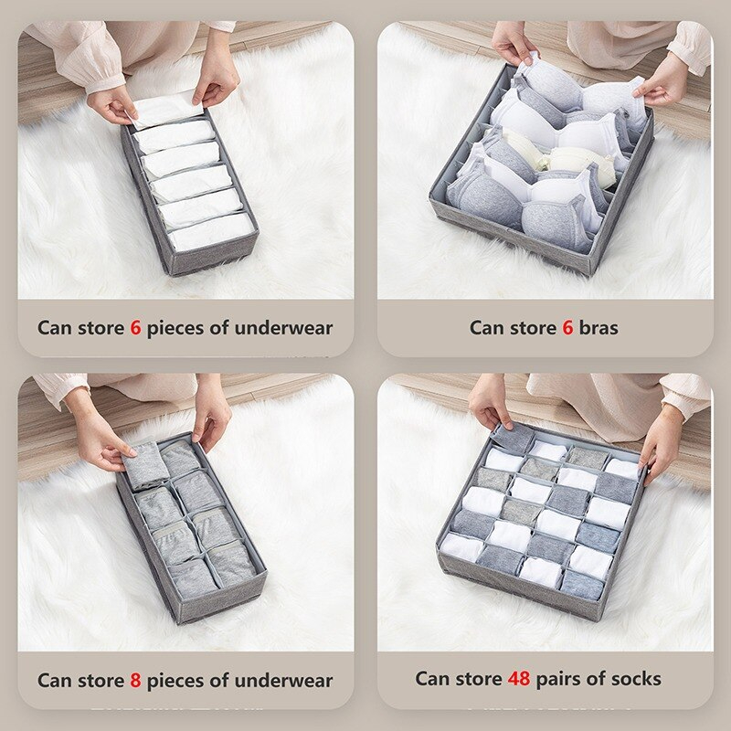 منظم ادراج للملابس الداخلية والجوارب وربطات العنق قماش 4 قطع