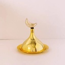 طبق تمرية ذهبي مضي بغطاء نجوم وهلال