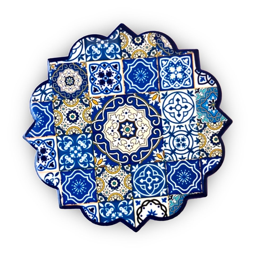 كوستر اكواب سيراميك بأشكال مانديلا ازرق مبهجة