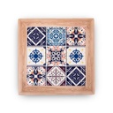كوستر اكواب سيراميك مربع اشكال مانديلا مختلفة بإطار خشبي