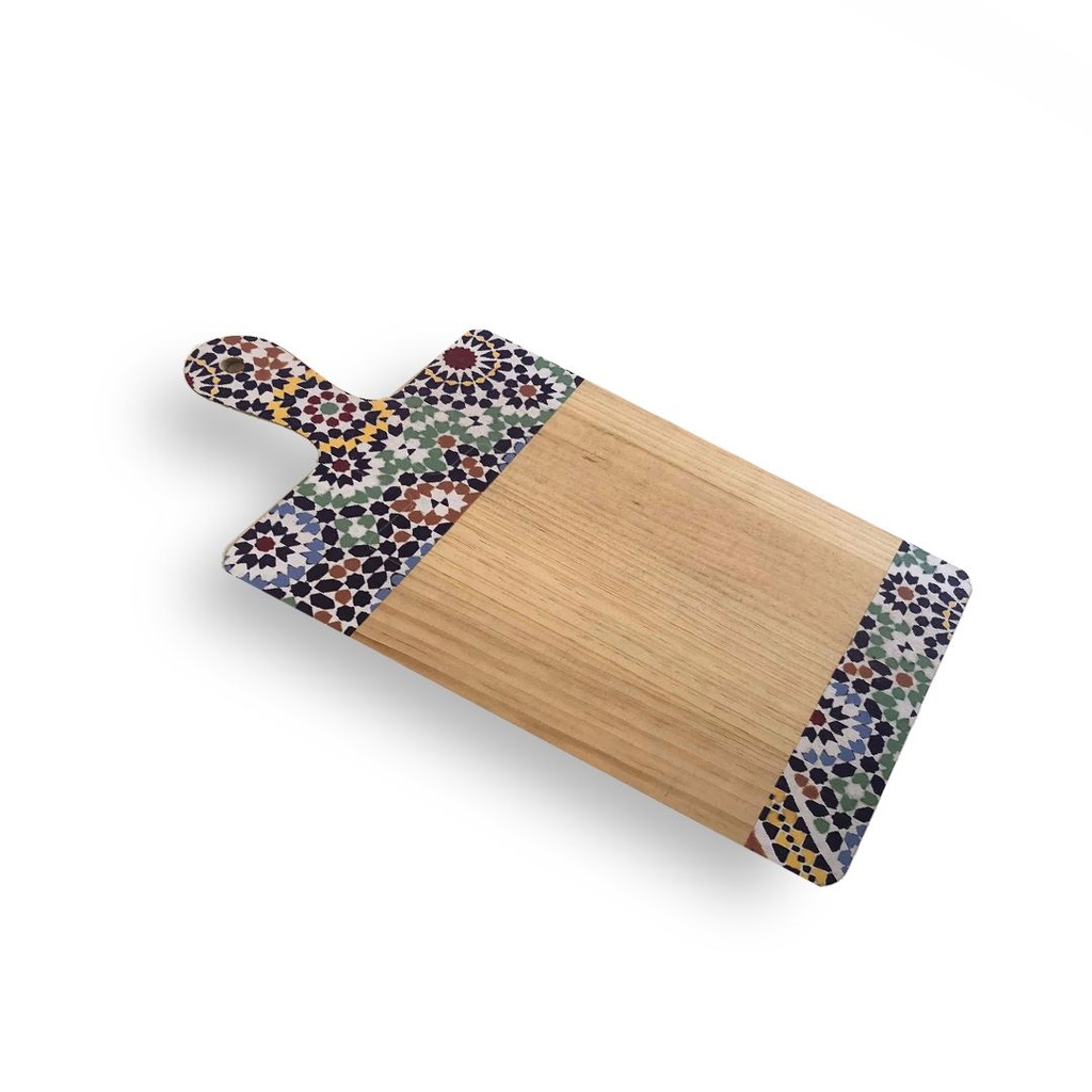 لوح تقطيع للحوم والخضروات والفواكه خشب بيد ونقوش مبهجة