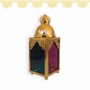 فانوس سندباد ذهبي مضئ بزجاج ملون للاحتفال برمضان