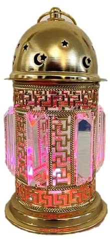 فانوس رمضان كريستال مضيء باللون الذهبي