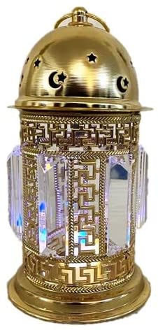 فانوس رمضان كريستال مضيء باللون الذهبي