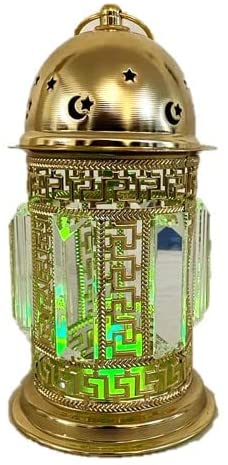 فانوس رمضان كريستال مضيء باللون الذهبي