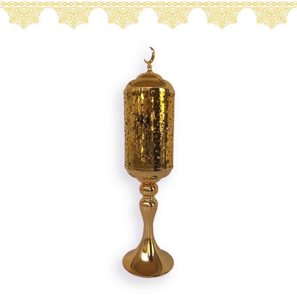 فانوس ومصباح ذهبي مضيء طويل لاجواء رمضانية مبهجة