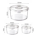 طقم علب ثلاجة لحفظ وتنظيم الطعام بغطاء محكم الغلق  بتايمر لضبط وقت التخزين وتتبع النضارة وانتهاء الصلاحية