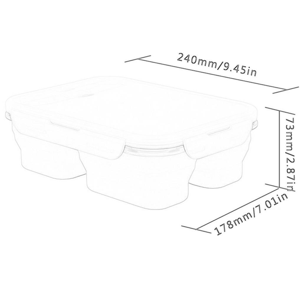لانش بوكس سيليكون يدخل ميكرويف بغطاء محكم الغلق 3 اقسام مزود بمعلقة