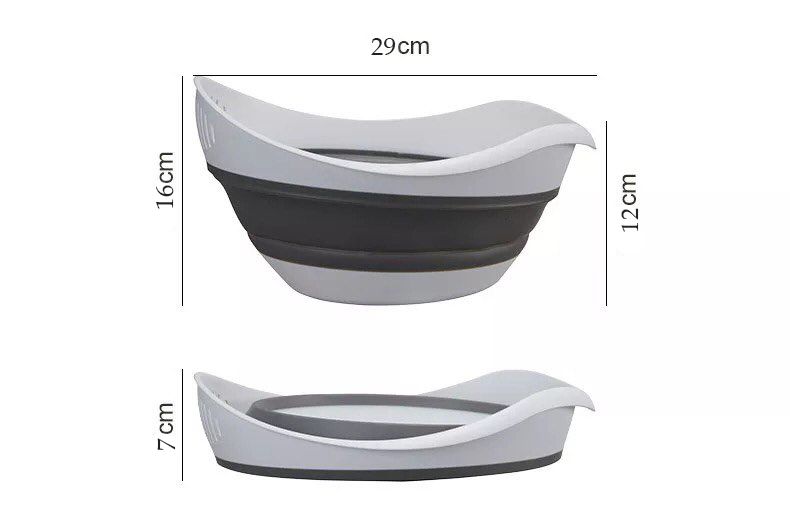 سلة لغسيل الخضروات والفواكه بصفاية سيليكون قابل للطي