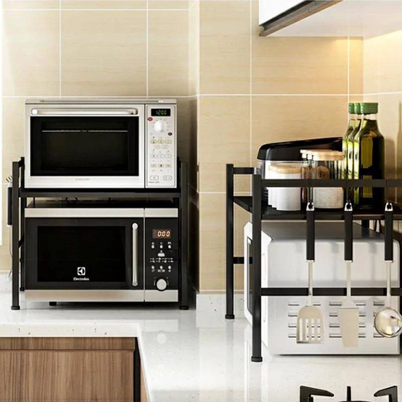 منظم و حامل ميكرويف 2 رف بهوكات وارجل غير قابلة للانزلاق