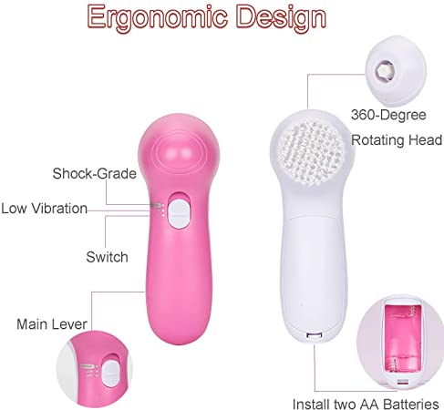 جهاز لتنظيف وتدليك وتقشير الوجه بعمق يعمل بالبطاريات