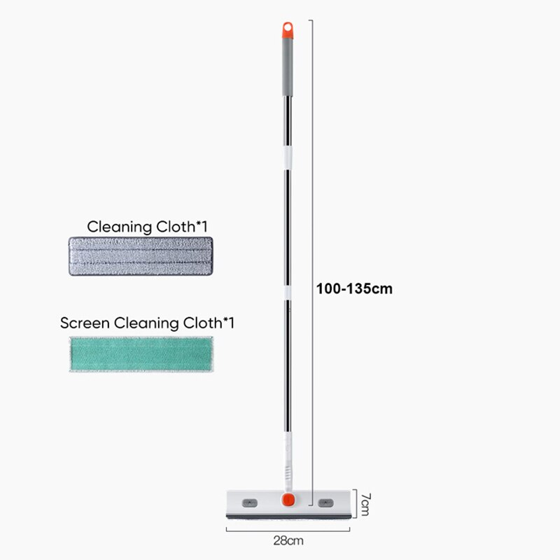 مساحة زجاج تميل 180 درجة للوصول للزوايا والأماكن الصعبة بيد قابلة لتعديل الطول