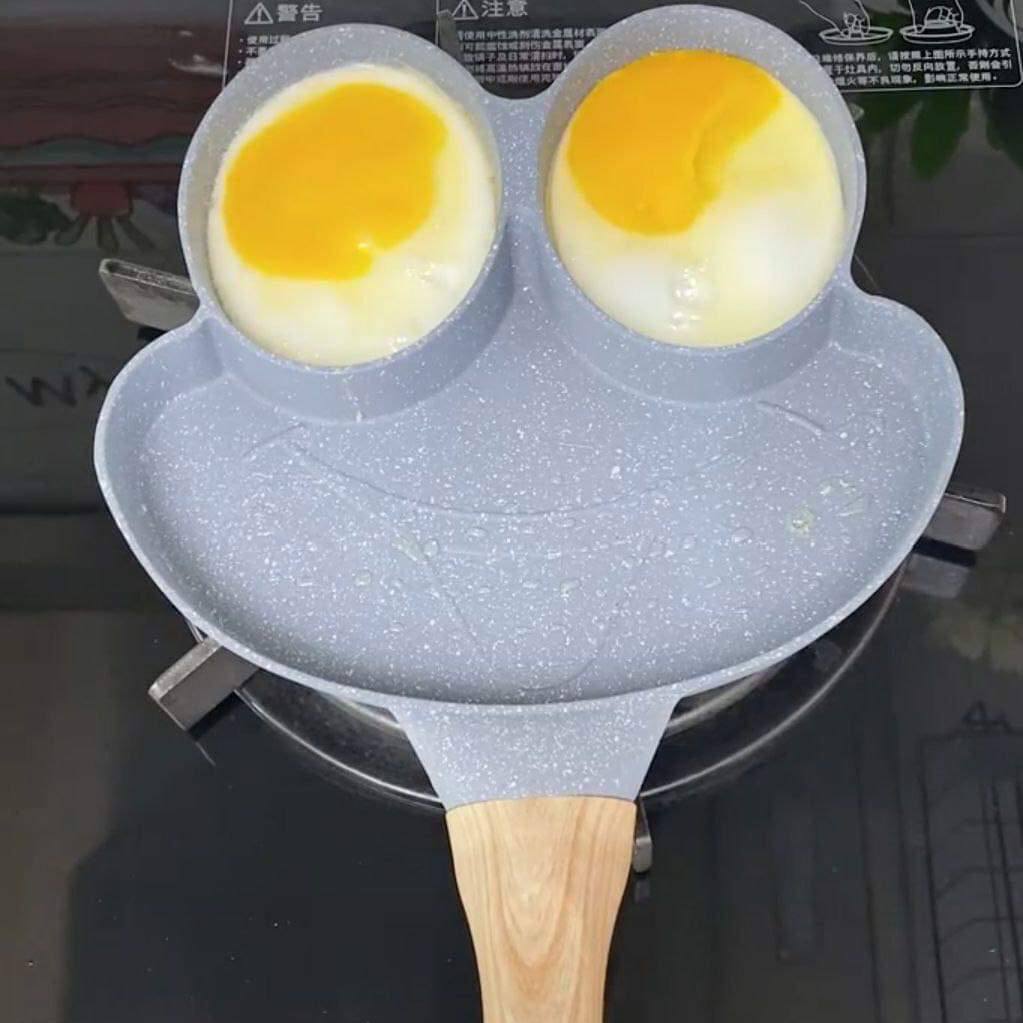 طاسة الومنيوم طبقة جرانيت غير لاصق 3 اقسام علي شكل ضفدع للبيض والسوسيس