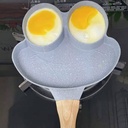 طاسة الومنيوم طبقة جرانيت غير لاصق 3 اقسام علي شكل ضفدع للبيض والسوسيس