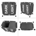 سلة غسيل مزدوجة مقسمة لفرز الملابس قابلة للطي بعجلات لسهولة الحركة بألوان جذابة