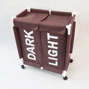 سلة غسيل مزدوجة مقسمة لفرز الملابس قابلة للطي بعجلات لسهولة الحركة بألوان جذابة