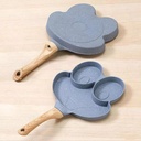 طاسة الومنيوم طبقة جرانيت غير لاصق 3 اقسام علي شكل ضفدع للبيض والسوسيس