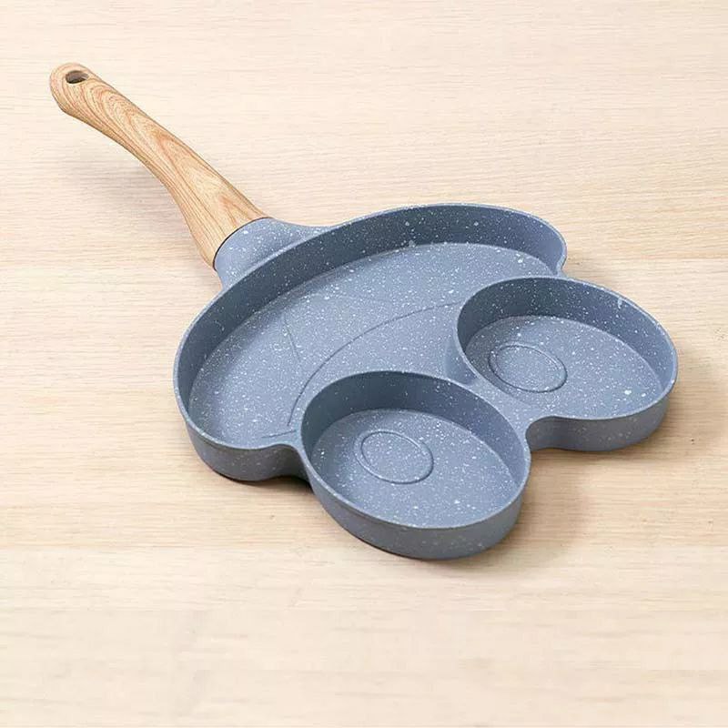 طاسة الومنيوم طبقة جرانيت غير لاصق 3 اقسام علي شكل ضفدع للبيض والسوسيس