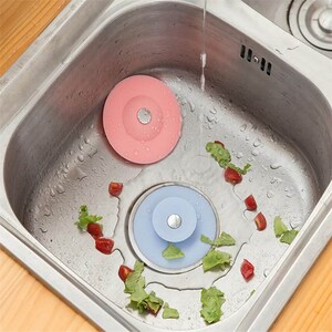 سدادة حوض وبانيو وبالوعة ومصفاة للشعر 2 في 1 سيليكون