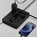 مشترك كهرباء 6 منافذ مع 6 مخارج يو اس بي و تايب سي 2500 واط