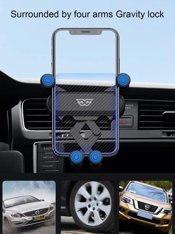 حامل وماسك موبايل سيارة ذكي يثبت في فتحات التكيف ثابت وقوي