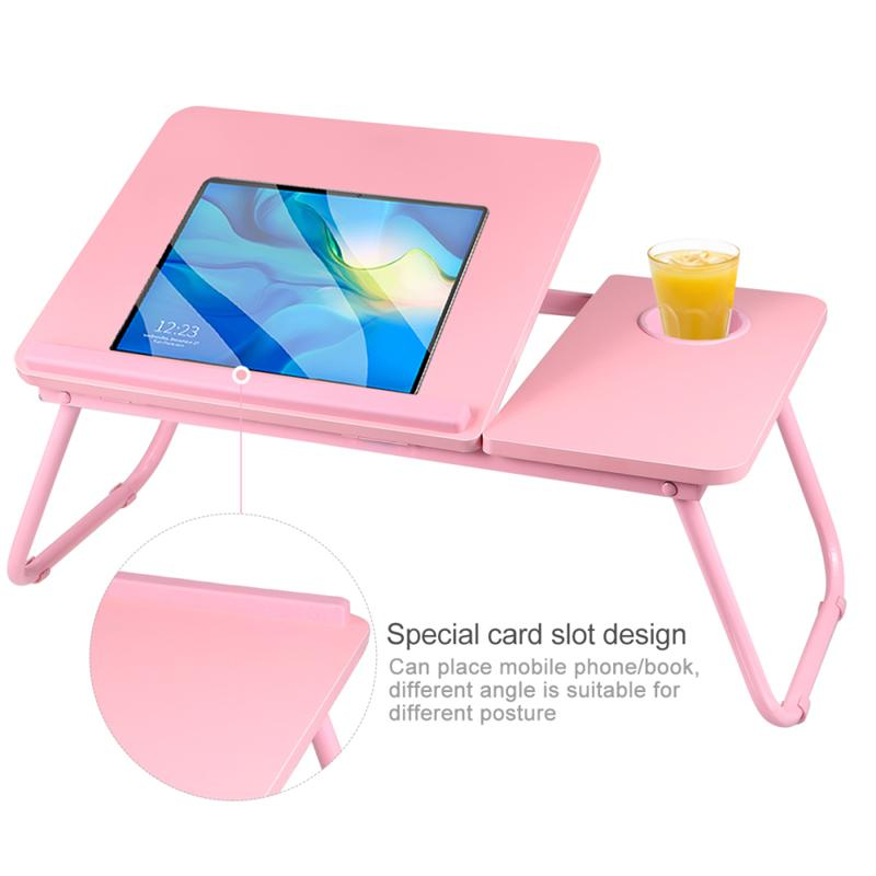 ترابيزة سرير قابلة لتعديل الطول بحامل اكواب للدراسة والعمل وتناول الطعام