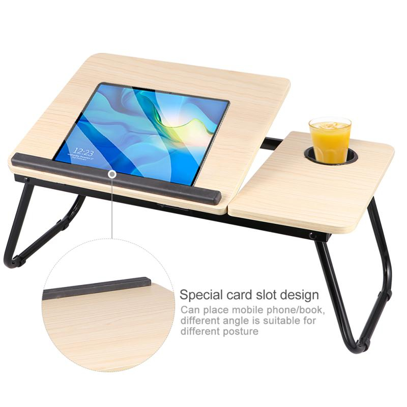 ترابيزة سرير قابلة لتعديل الطول بحامل اكواب للدراسة والعمل وتناول الطعام