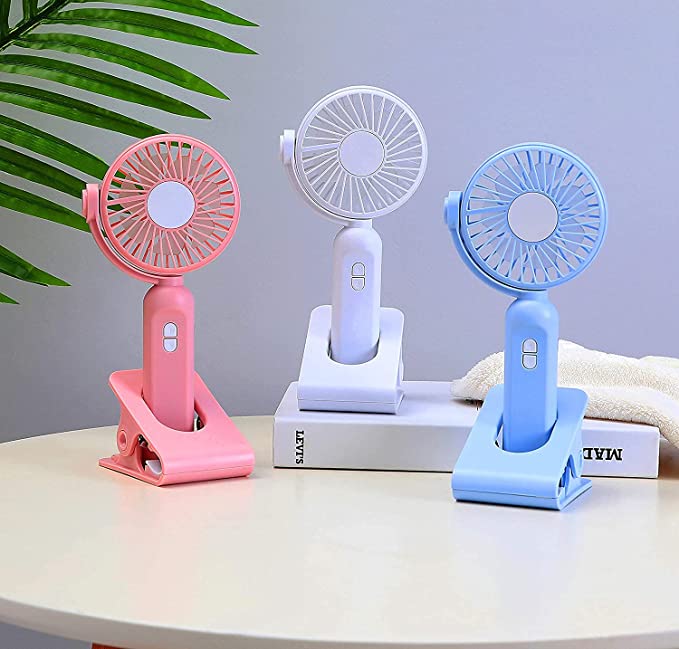 مروحة ميني مشبك للثبات علي المكتب بإضاءة ليد سرعات مختلفة لهواء منعش
