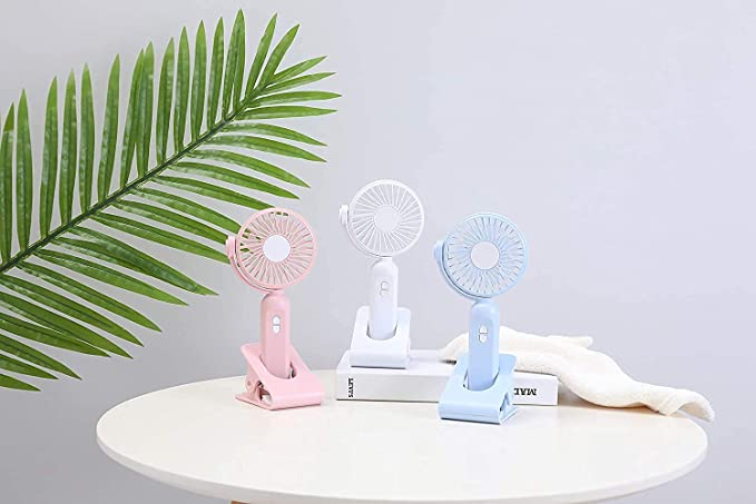 مروحة ميني مشبك للثبات علي المكتب بإضاءة ليد سرعات مختلفة لهواء منعش