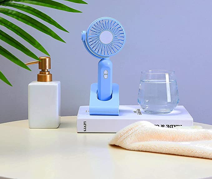 مروحة ميني مشبك للثبات علي المكتب بإضاءة ليد سرعات مختلفة لهواء منعش