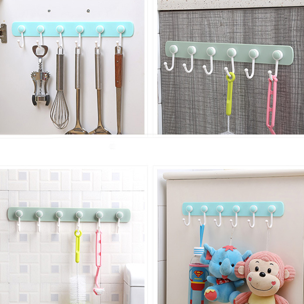 شماعة حوائط ٦ هوك دواره ذاتيه اللصق للمطبخ والحمام وغرف النوم وخلف الابواب