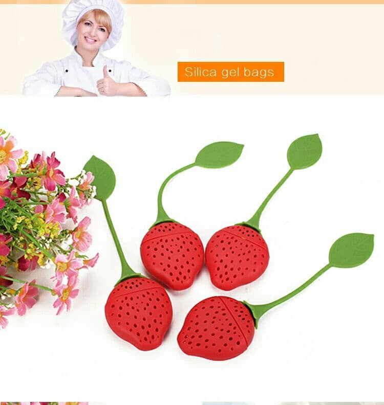 مصفاة شاي وأعشاب للإستمتاع بالمشروبات الساخنة على شكل فراولة