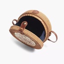 شنطة خوص كروس دائرية بأشكال مانديلا للبحر والرحلات والخروج