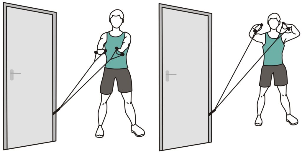 حبل مطاطي لممارسة التمارين الرياضية المختلفة مزود بكرة تثبيت للباب