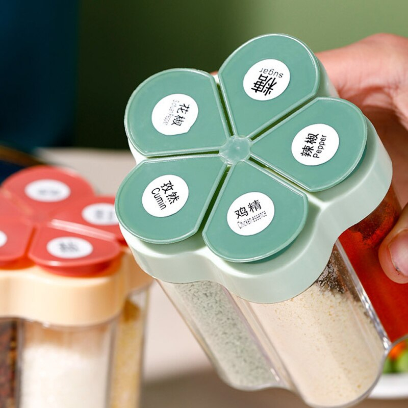 ملاحة توابل 5 في 1 علي شكل وردة للملح والفلفل والشطة مثالية للسفره