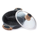 حلة جرانيت غير لاصق عميقة مقسمة لجزئين بمقبض خشبي عازل للحراره 28 سم