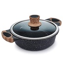 حلة جرانيت غير لاصق عميقة مقسمة لجزئين بمقبض خشبي عازل للحراره 28 سم