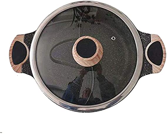 حلة جرانيت غير لاصق عميقة مقسمة لجزئين بمقبض خشبي عازل للحراره 28 سم