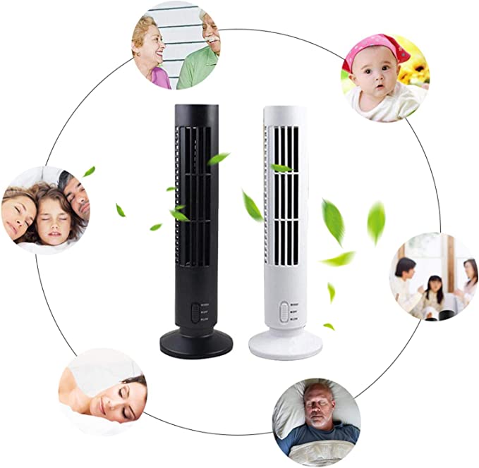 مروحة عمودية للمكتب والكومدينو سرعتين مختلفين تعمل بالبطاريات او اليو اس بي