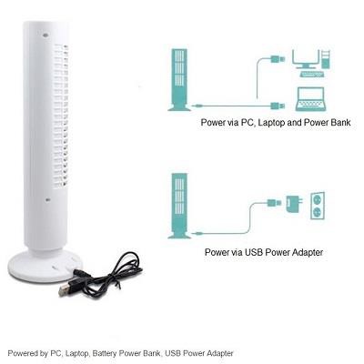 مروحة عمودية للمكتب والكومدينو سرعتين مختلفين تعمل بالبطاريات او اليو اس بي