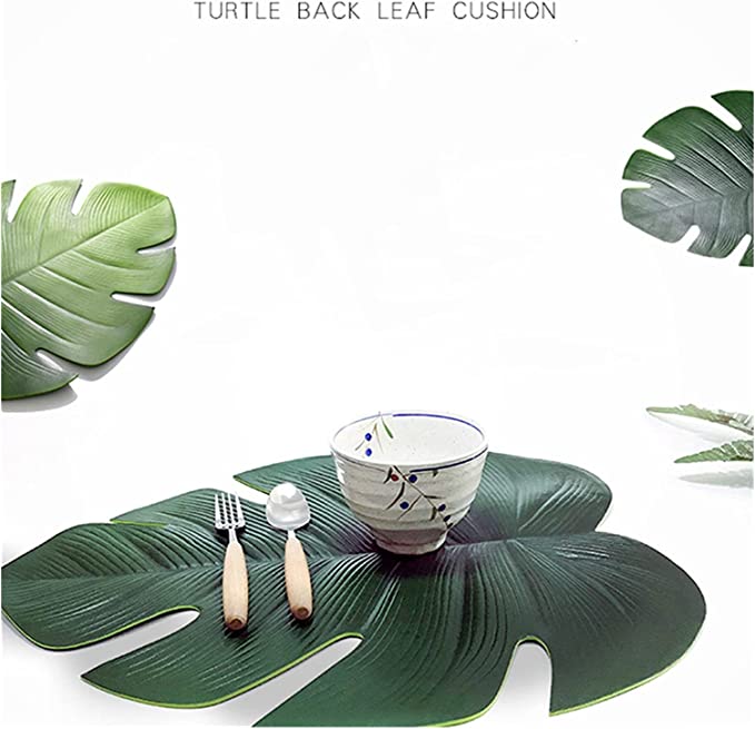 مفرش أطباق مائدة علي شكل ورق شجر 4 قطع سهل التنظيف من الفوم