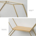 رف حائط سداسي معدن مطلي باللون الذهبي لتجديد ديكور البيت