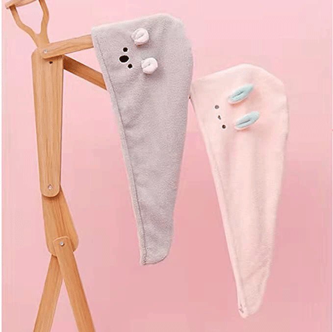 بونيه شعر مايكروفايبر  لتجفيف الشعر اسرع بدون هيشان باشكال كيوت