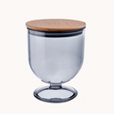 كأس لتقديم وحفظ الكاندي والشوكولاته والمكسرات اكليريك شفاف بغطاء خشب