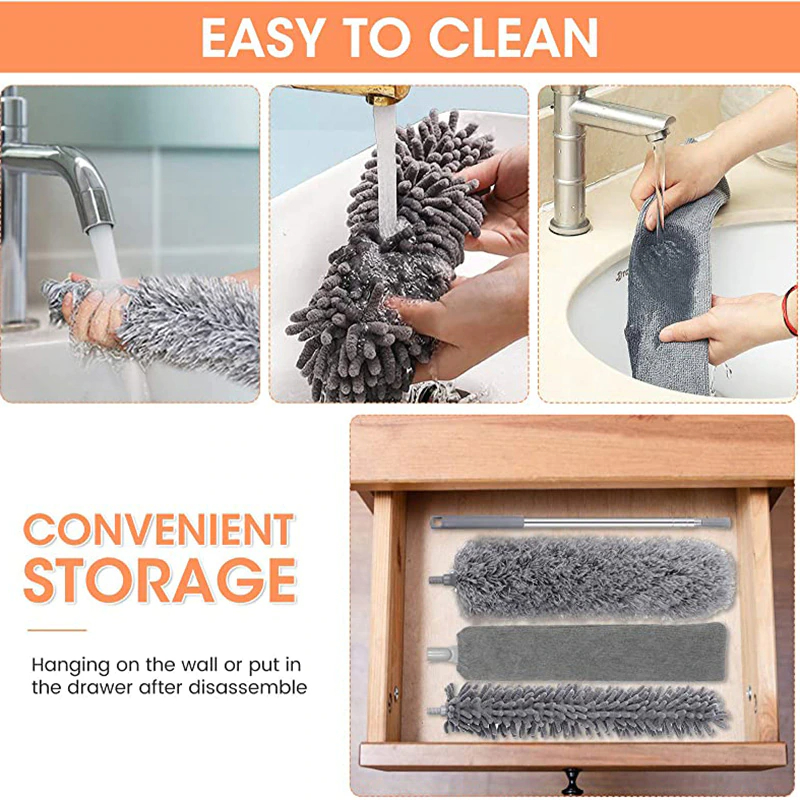 مساحة وزعافة ب 3 رؤوس لتنظيف الأسقف و الوصول للاماكن المرتفعة بسهولة بيد قابلة لتعديل الارتفاع