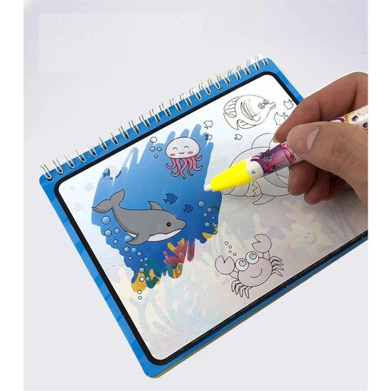 كتاب تلوين مائي سحري مع قلم ماء للاطفال باشكال مختلفة مبهجة